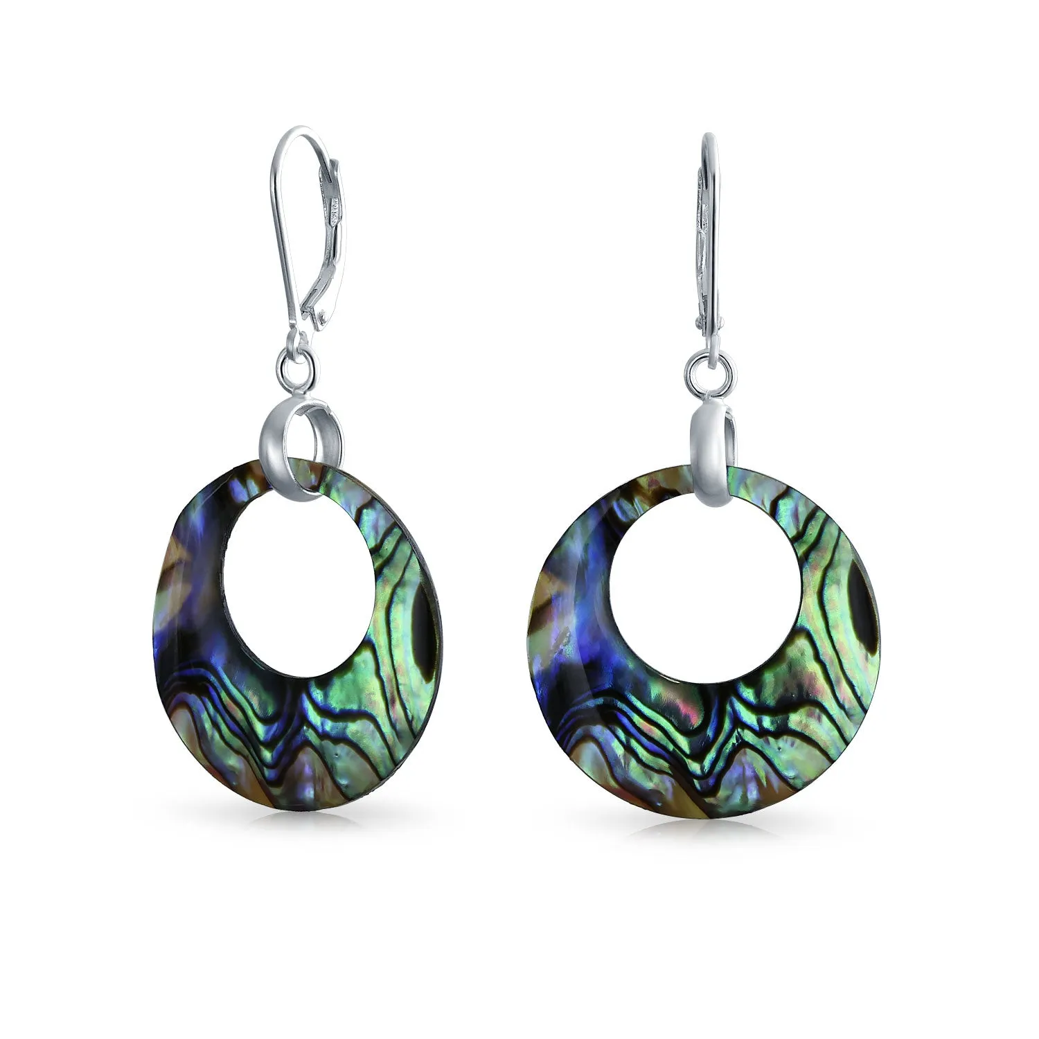 Geometric Abalone Shell Inlaid 1/2 Circle Bar Dangle Earrings Jacket