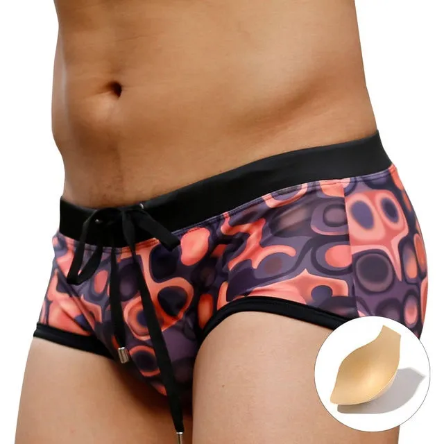 Geometric Pattern Drawstring Waist Brief