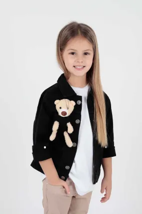 Girls Teddy Teddy Cotton Jean Jacket Daily Fashionable AK22176023