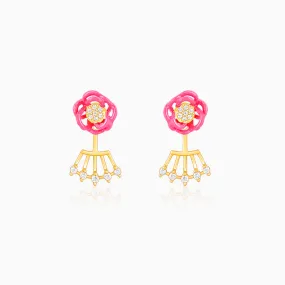 Golden Pink Brahma Kamal Convertible Earrings