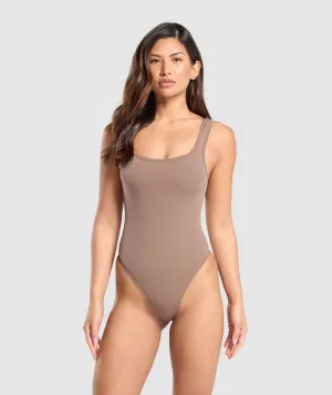 Gymshark Cotton Bodysuit - Mocha Mauve