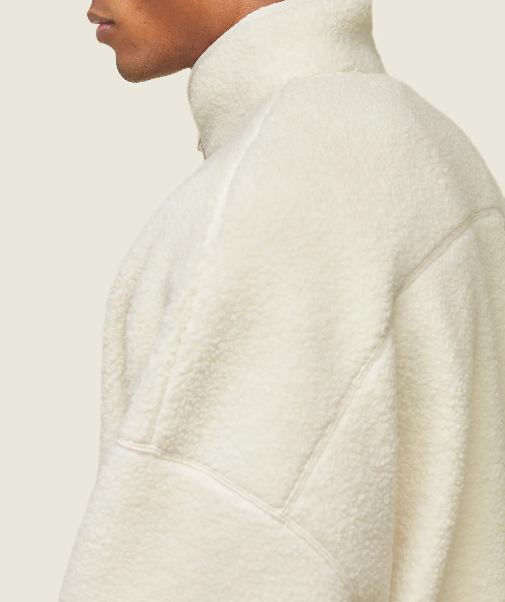 Gymshark everywear Half Zip Sherpa Jacket - Oat White