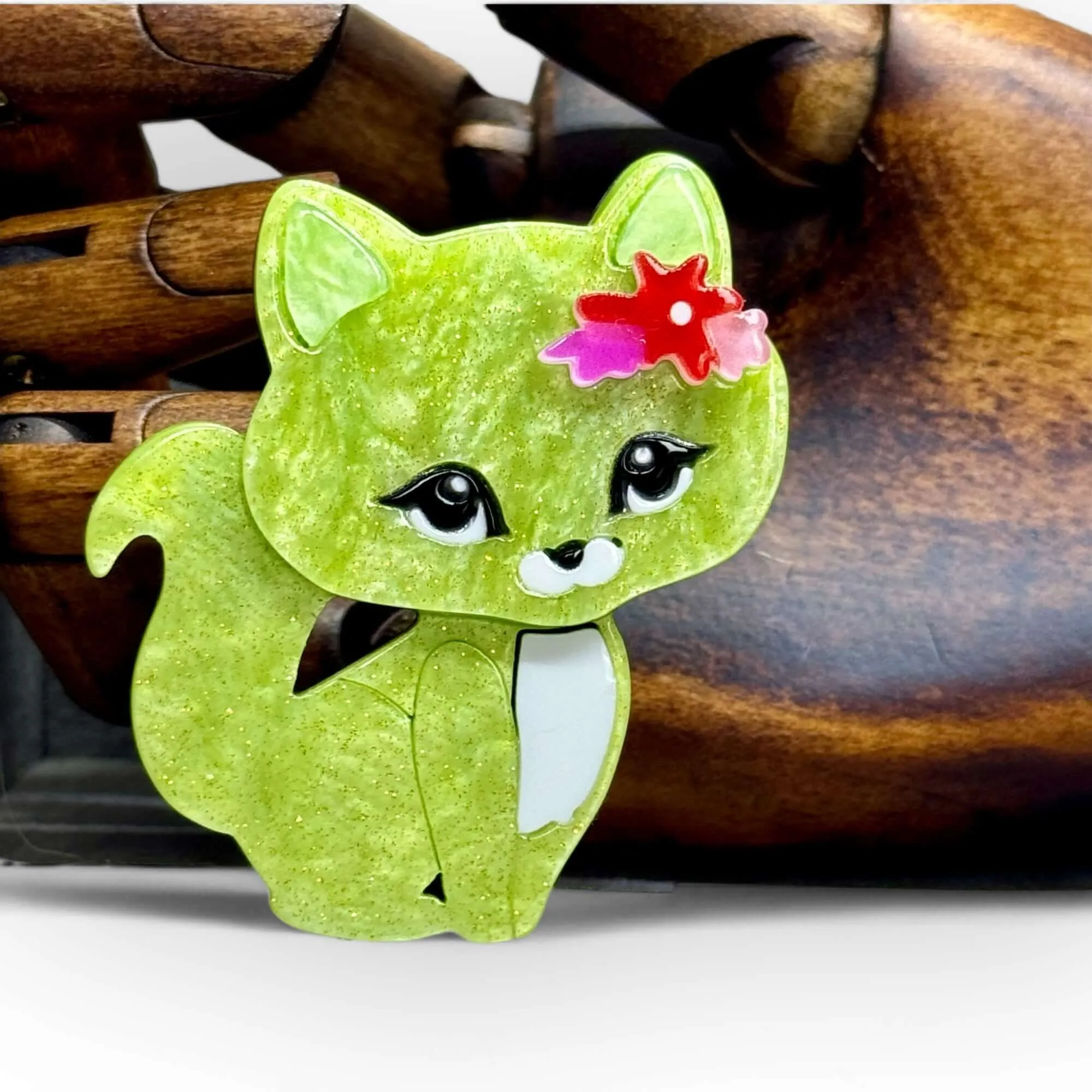 Handmade Acrylic Art Brooch - The Adorable Cat