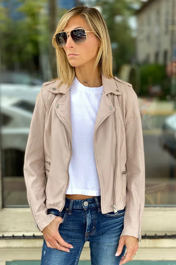 Hera Leather Jacket - Pale Pink