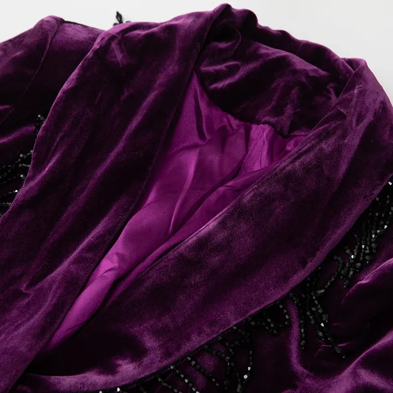 HEYFANCYSTYLE Regal Purple Velvet Coat