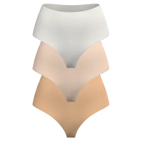 High Rise Thong 3 Pack [Light Neutrals]