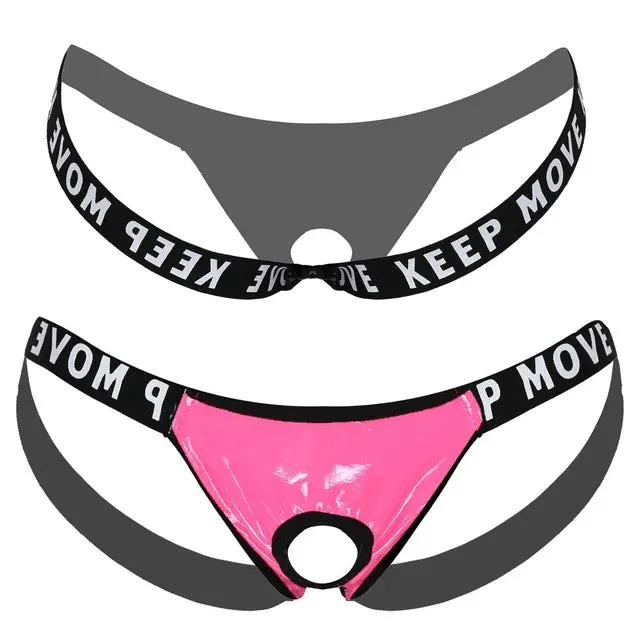 Hollow Out Letter Latex Panties