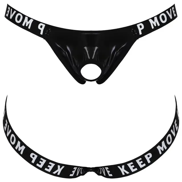 Hollow Out Letter Latex Panties