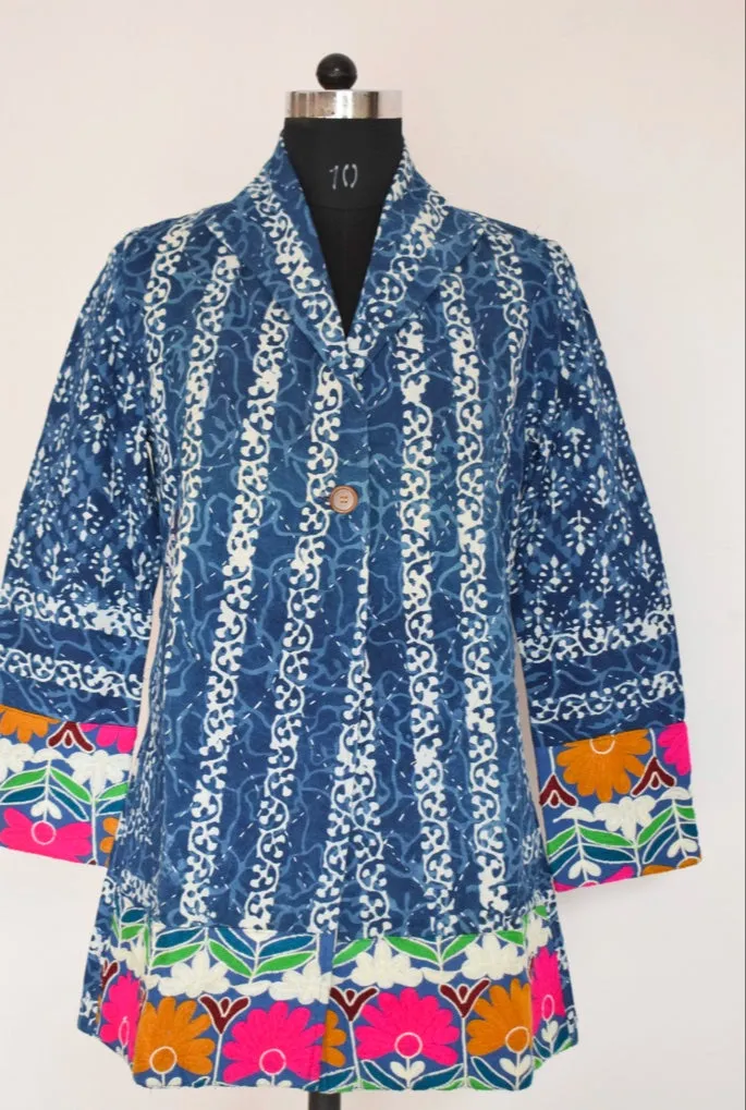 Indigo Kantha Quilted Jacket