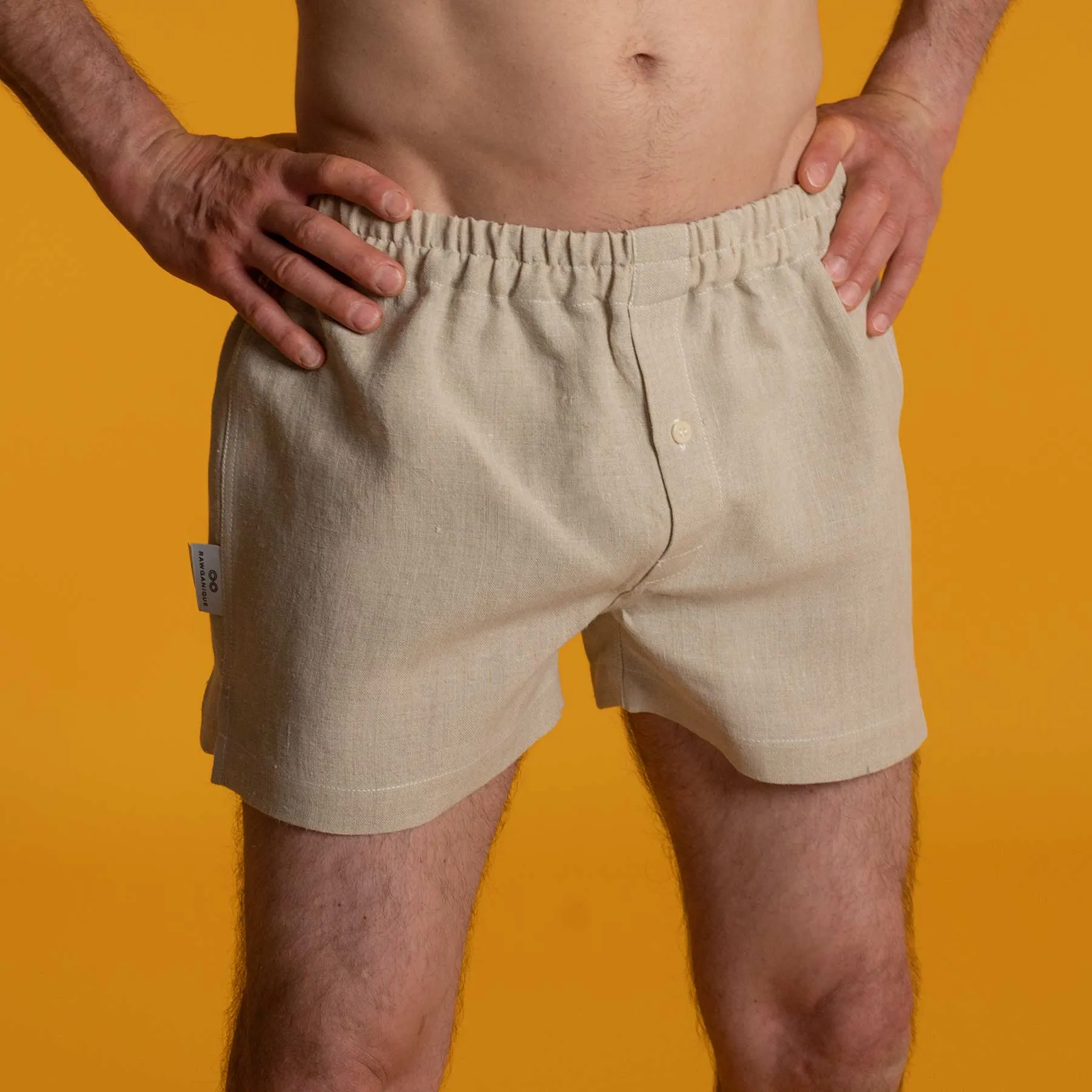 JOEY V2 Organic Elastic Edition 100% Organic Hemp Boxer Shorts (Nut Button, Organic Elastic, OC Thread, Plastic-free, Synthetics-free) (100% Biodegradable)