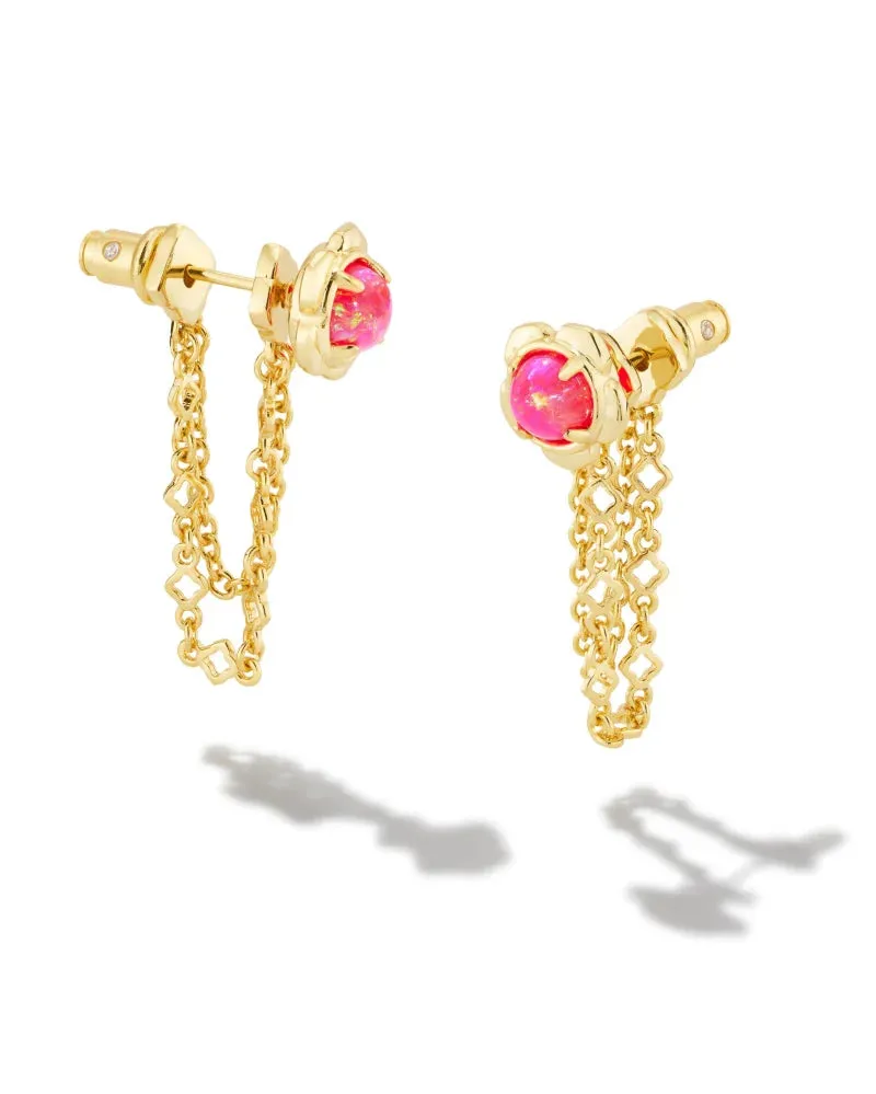 Kendra Scott Susie Convertible Gold Ear Jacket in Hot Pink Opal