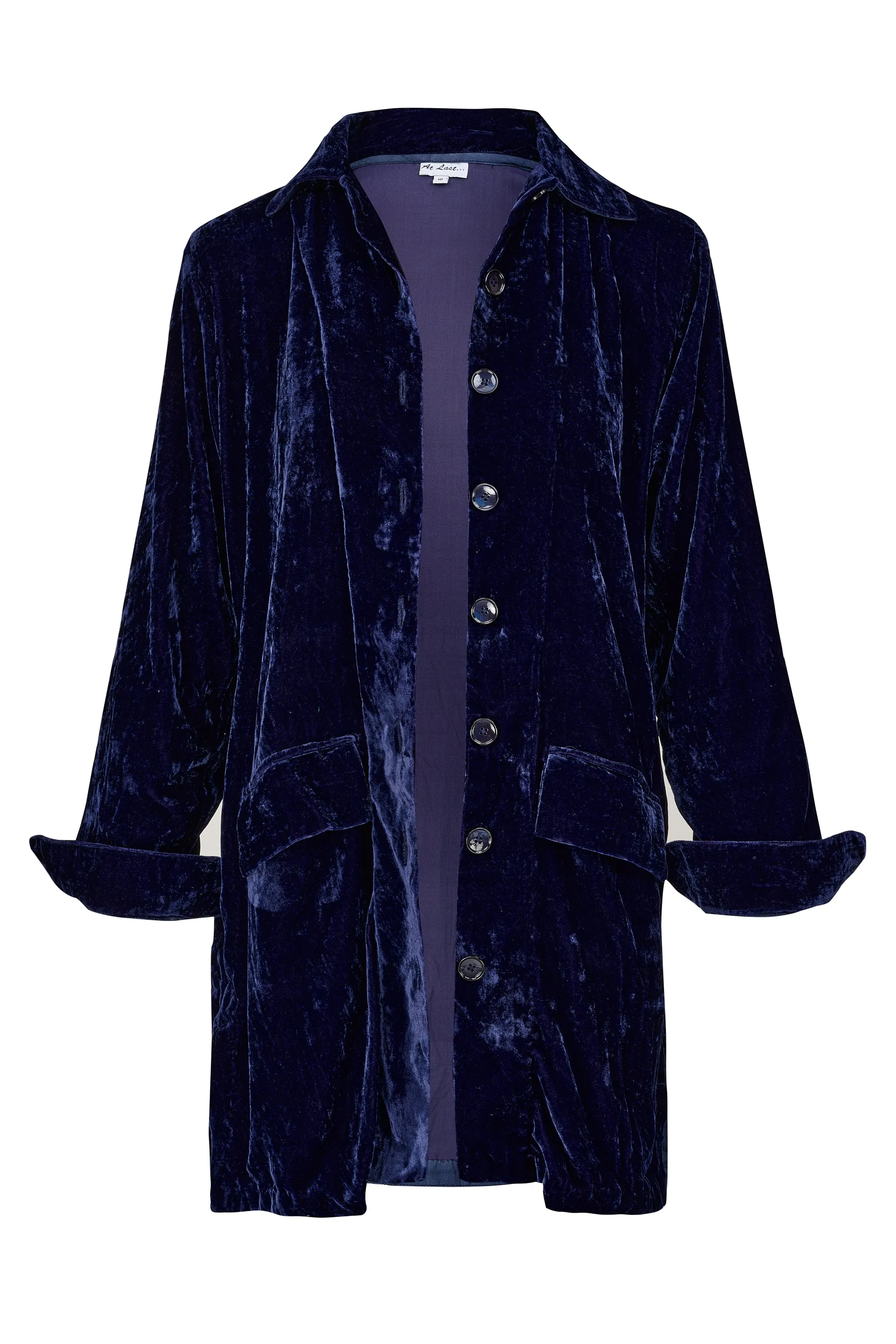 Kensington Silk Velvet Shirt/Jacket In Navy