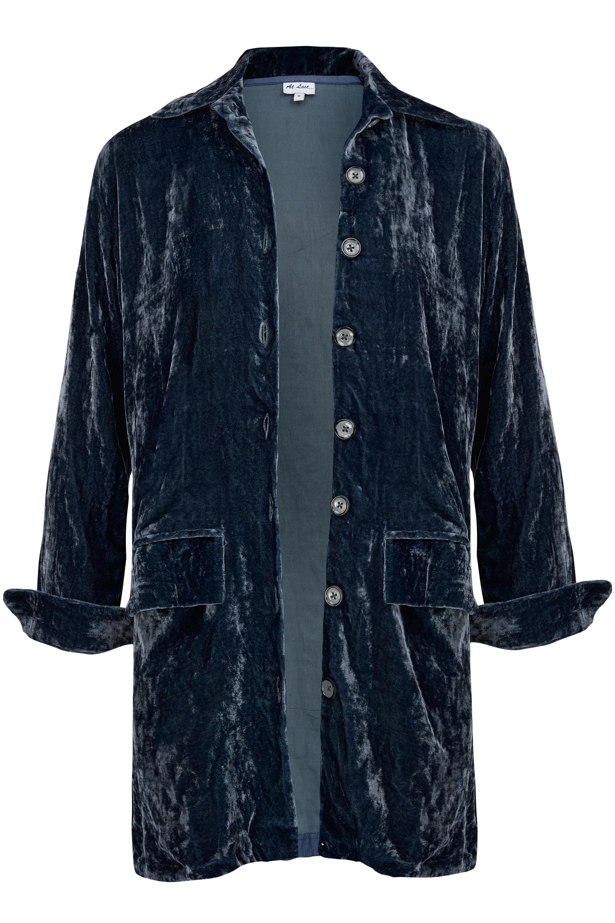 Kensington Silk Velvet Shirt/Jacket In Slate Grey