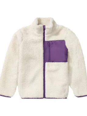 Kids Girl's Colorblocked Sherpa Jacket,White/Purple