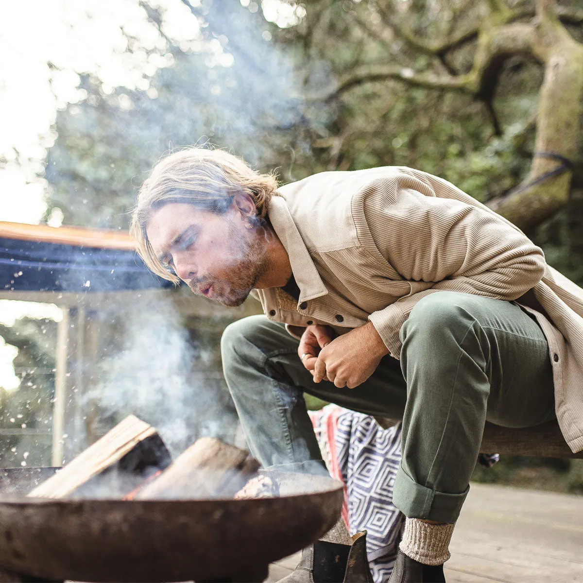 Kodiak Sherpa Lined Cord Overshirt - Feather Grey