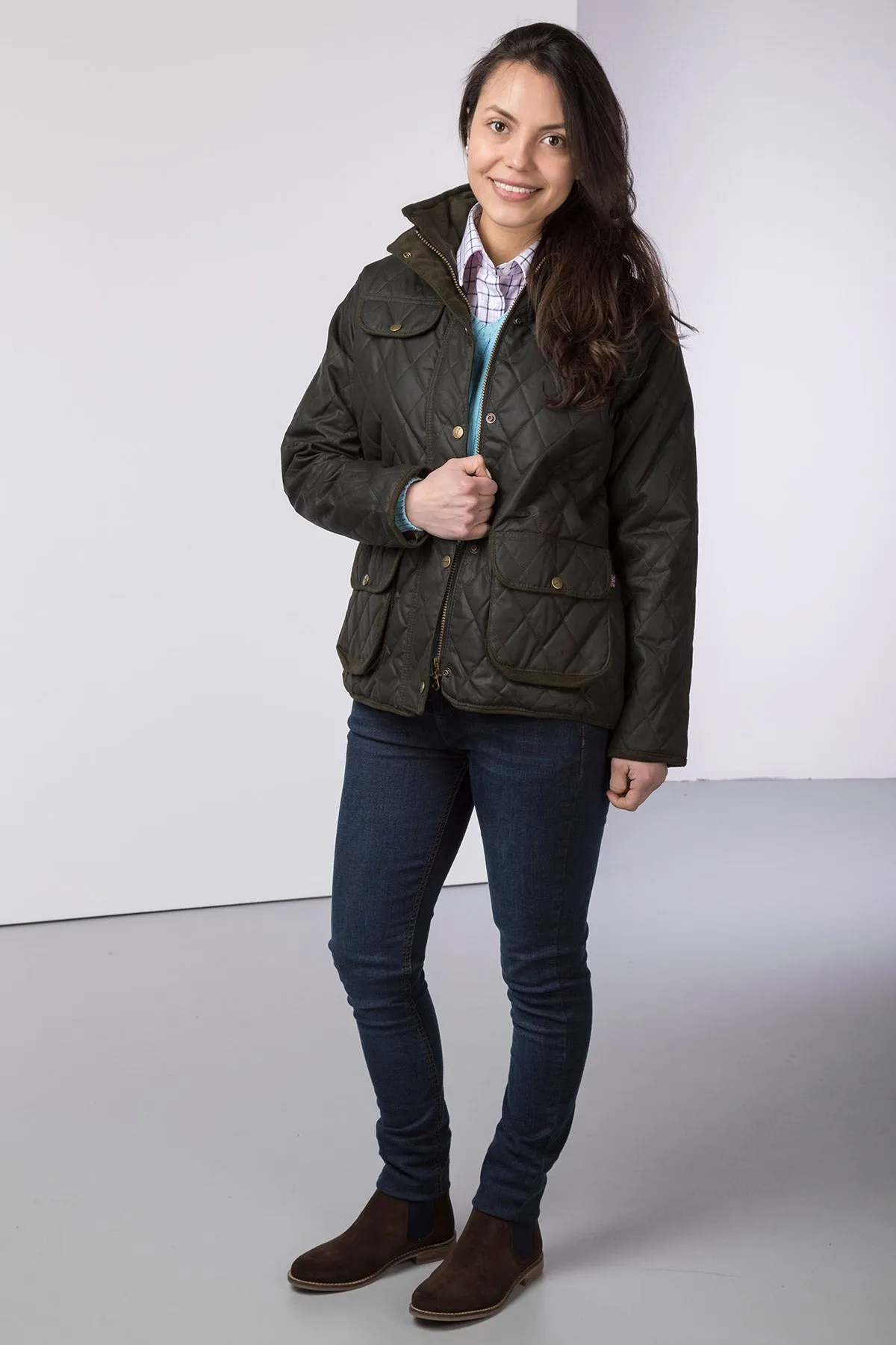 Ladies Diamond Quilted Wax Jacket