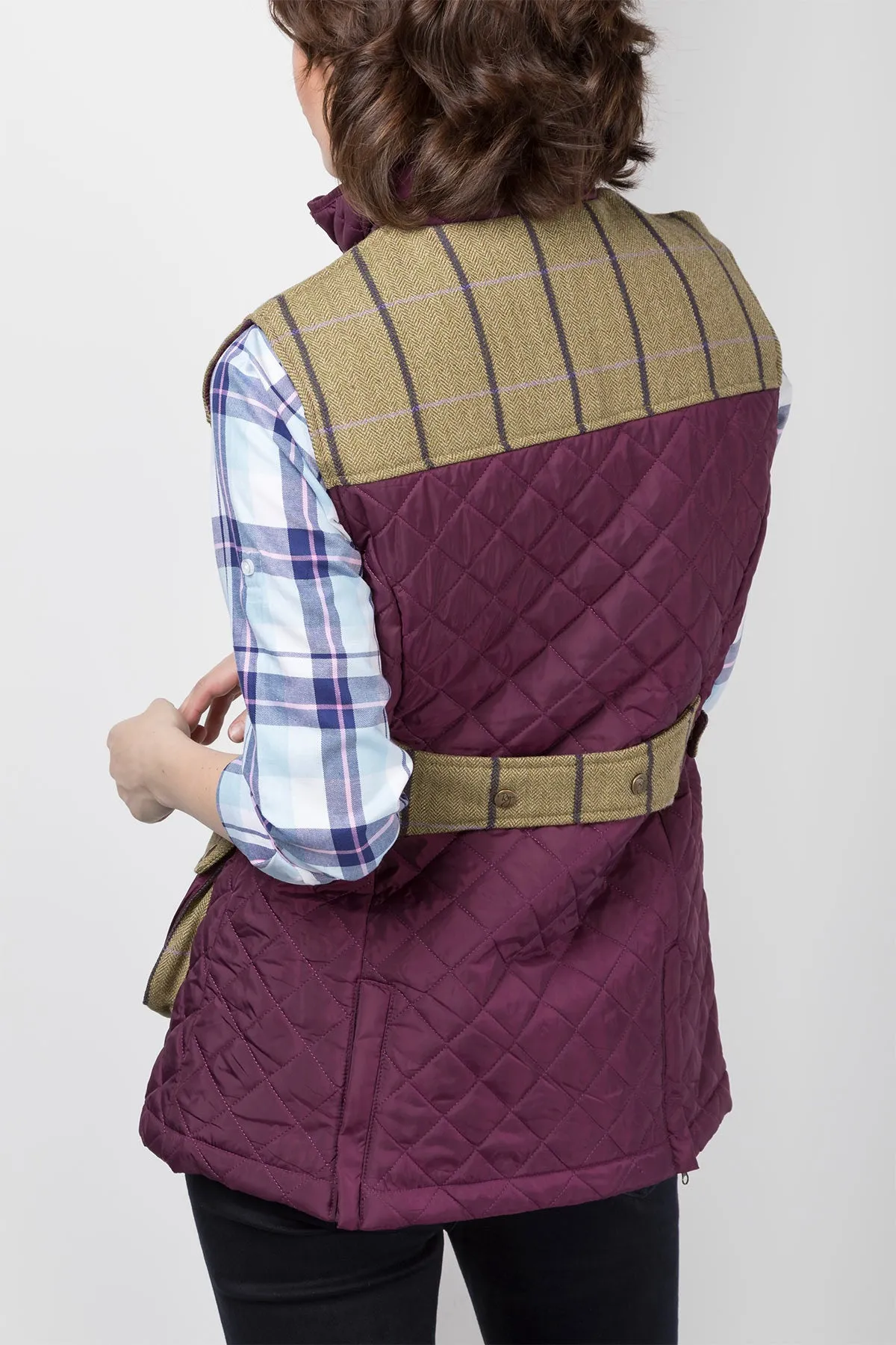 Ladies Tweed Trim Quilted Waistcoat