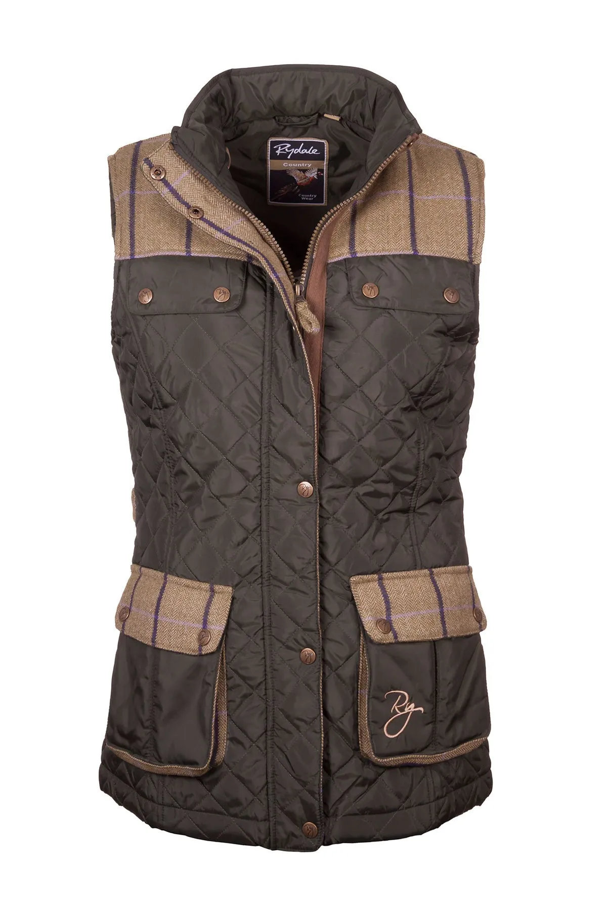 Ladies Tweed Trim Quilted Waistcoat