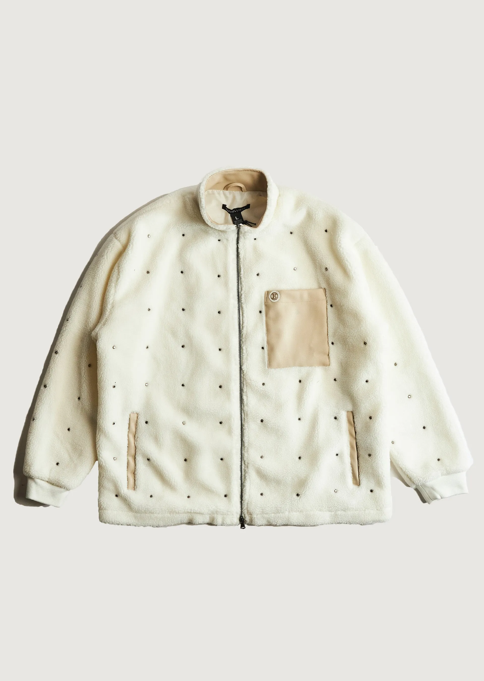 Leo Zip Sherpa Jacket (White)