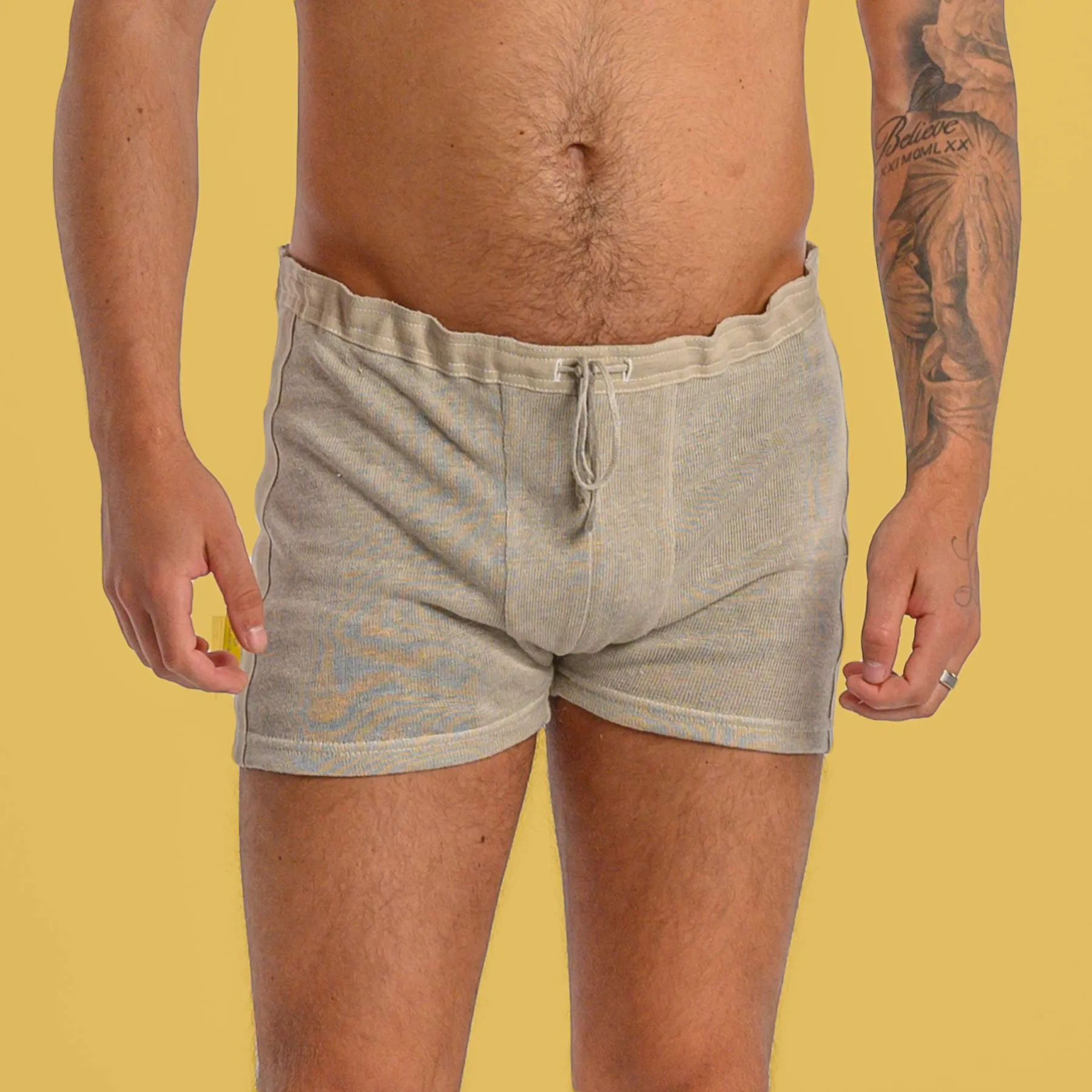 LISZT Elastic-free 100% Organic Linen Knit Boxers (Latex-Free; OC Thread; Polyester-free; Plastic-free; Dye-free) (100% Biodegradable)