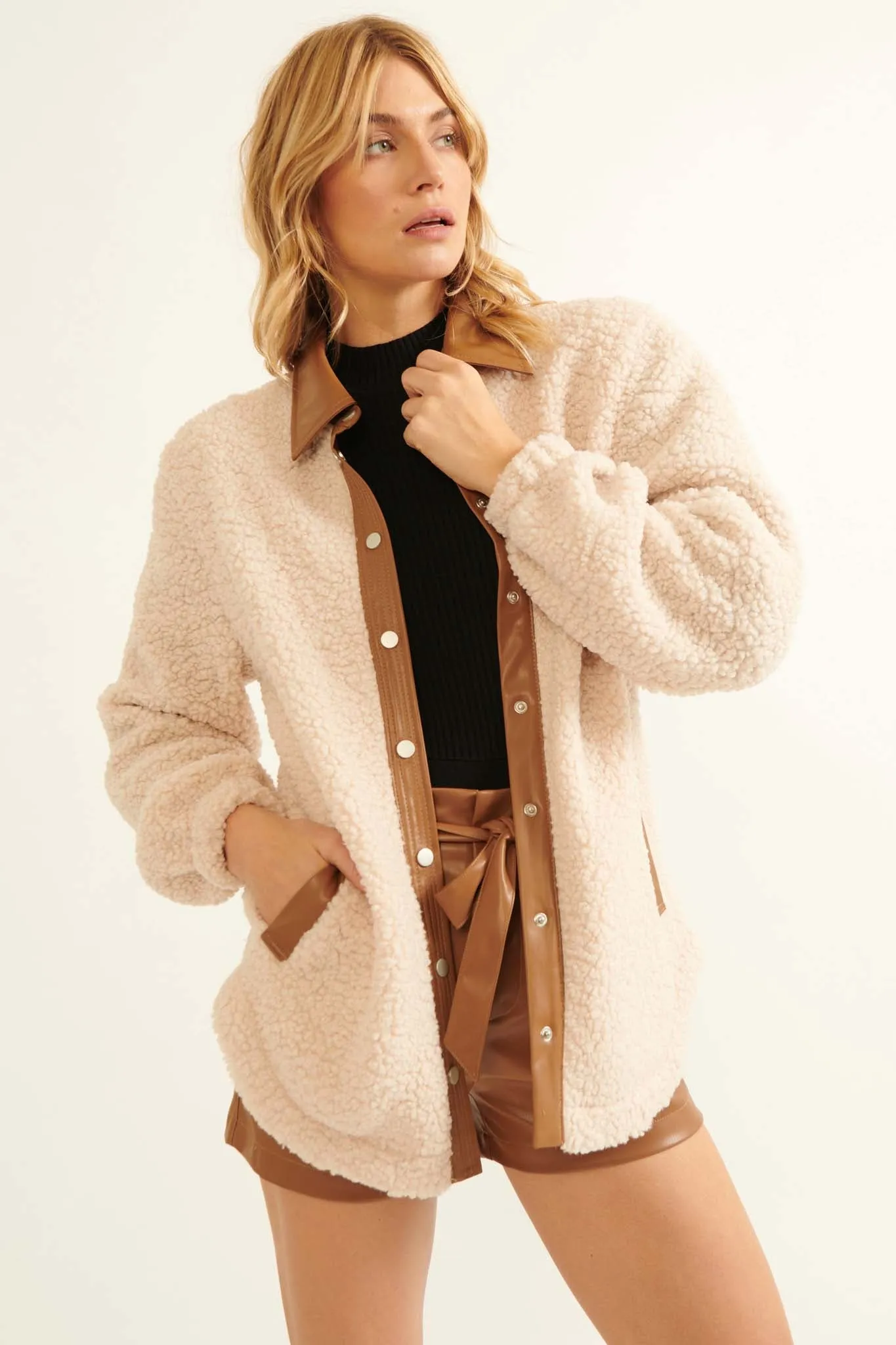 Little Lamb Faux Shearling Shacket