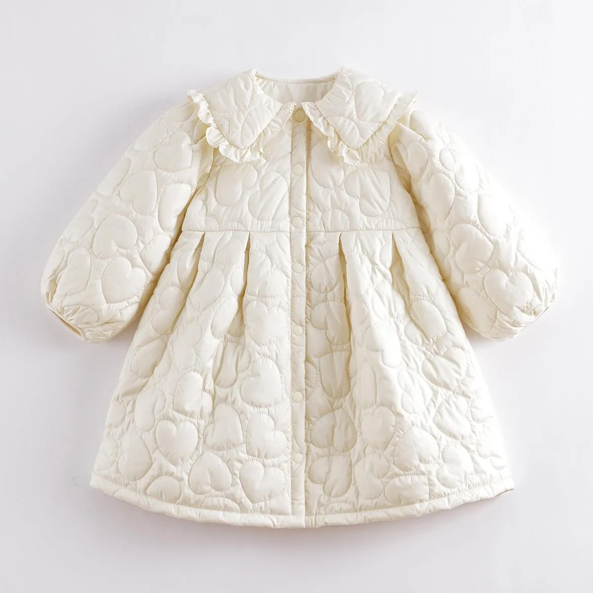 MARC & JANIE Girls Lace Peter Pan Collar Quilted Coat 221588