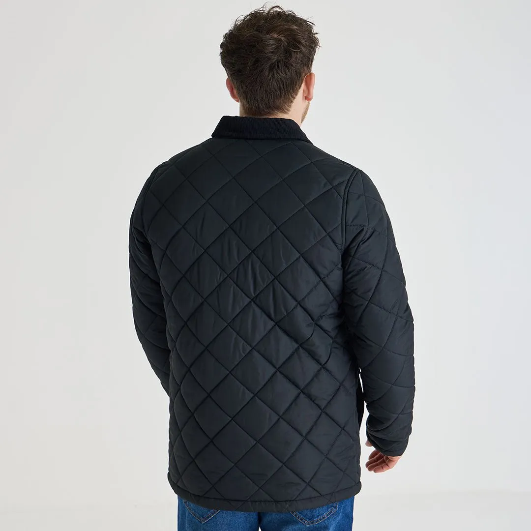 Mens Black Quilted Coat