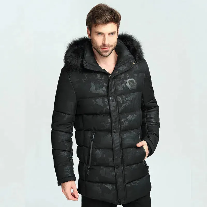 Men's Faux Fur collar Cotton padded Thick Long Puffer Winter Jacket