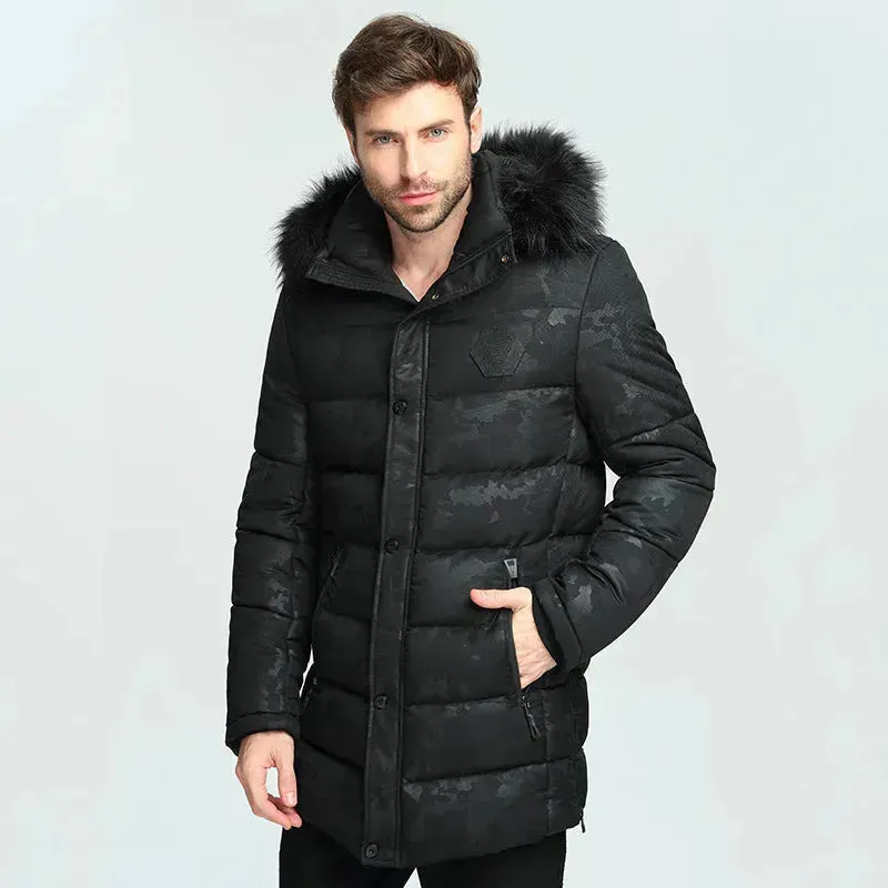 Men's Faux Fur collar Cotton padded Thick Long Puffer Winter Jacket