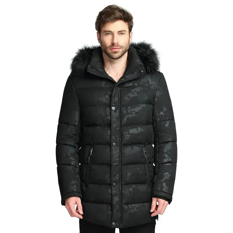 Men's Faux Fur collar Cotton padded Thick Long Puffer Winter Jacket