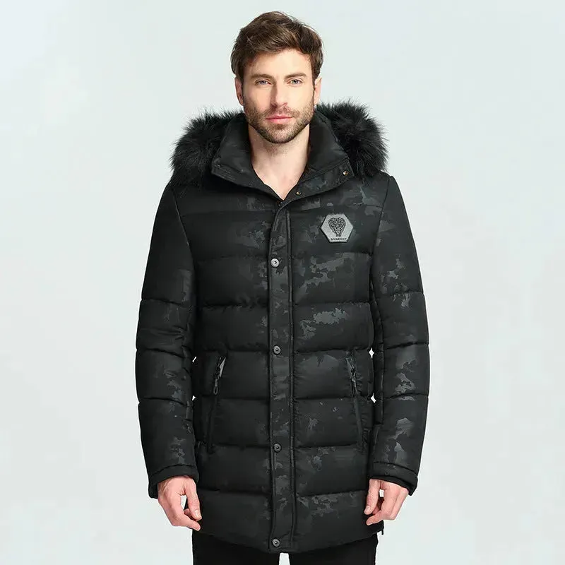 Men's Faux Fur collar Cotton padded Thick Long Puffer Winter Jacket