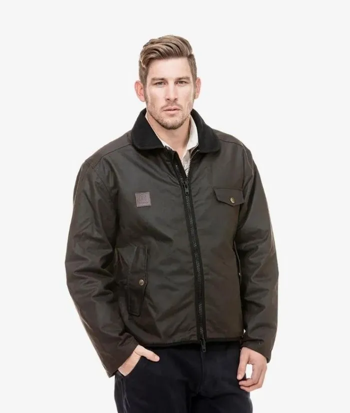 Mens Waimak Oilskin Jacket with Wool Lining