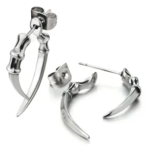 Mens Women Eagle Claw Spike Ear Jacket Stud Earrings in Stainless Steel, 2 pcs