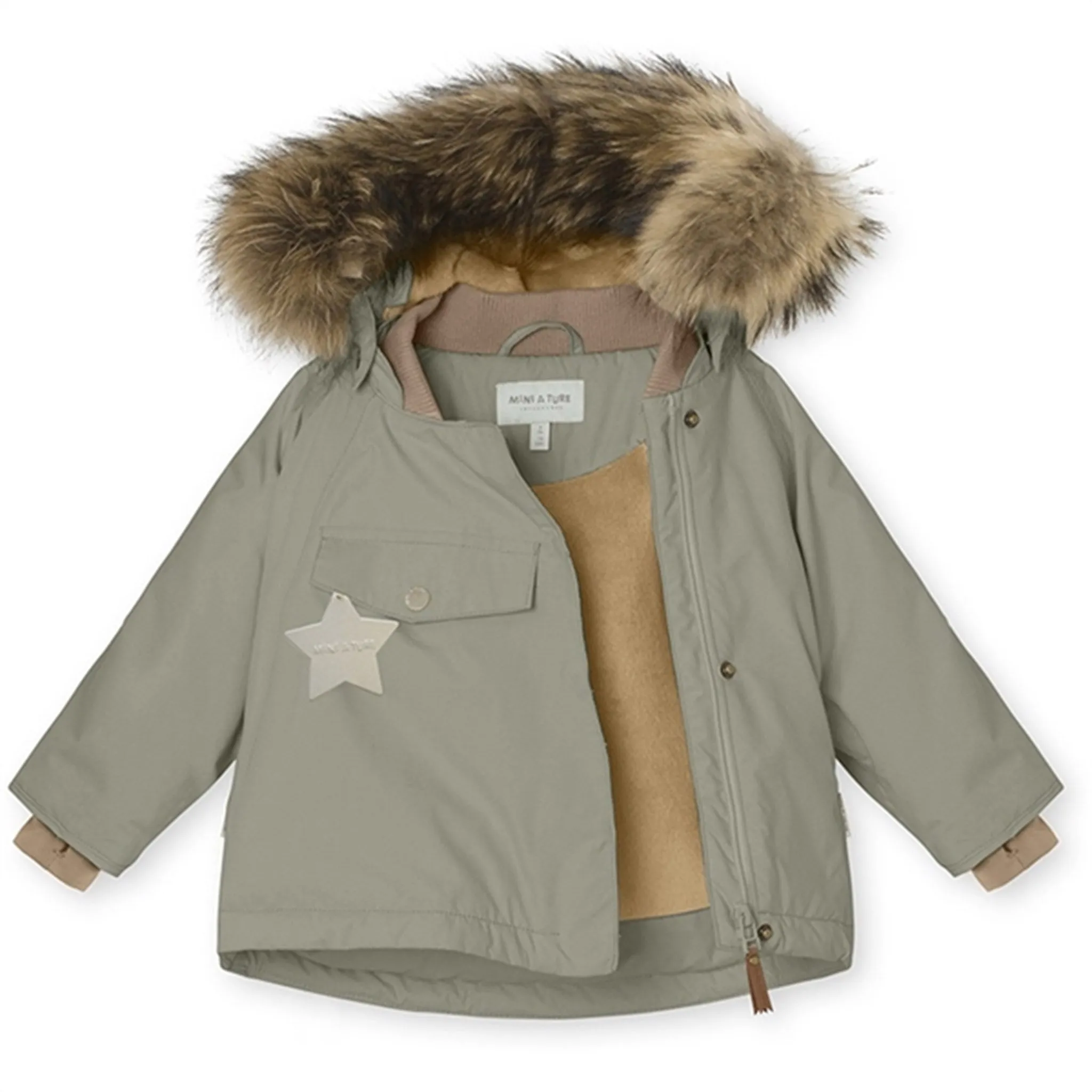 MINI A TURE Wang Fleece Fur Winter Jacket Vert