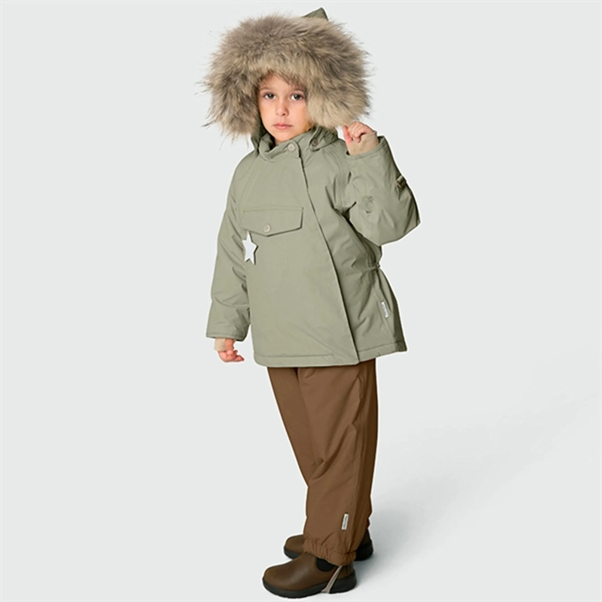 MINI A TURE Wang Fleece Fur Winter Jacket Vert