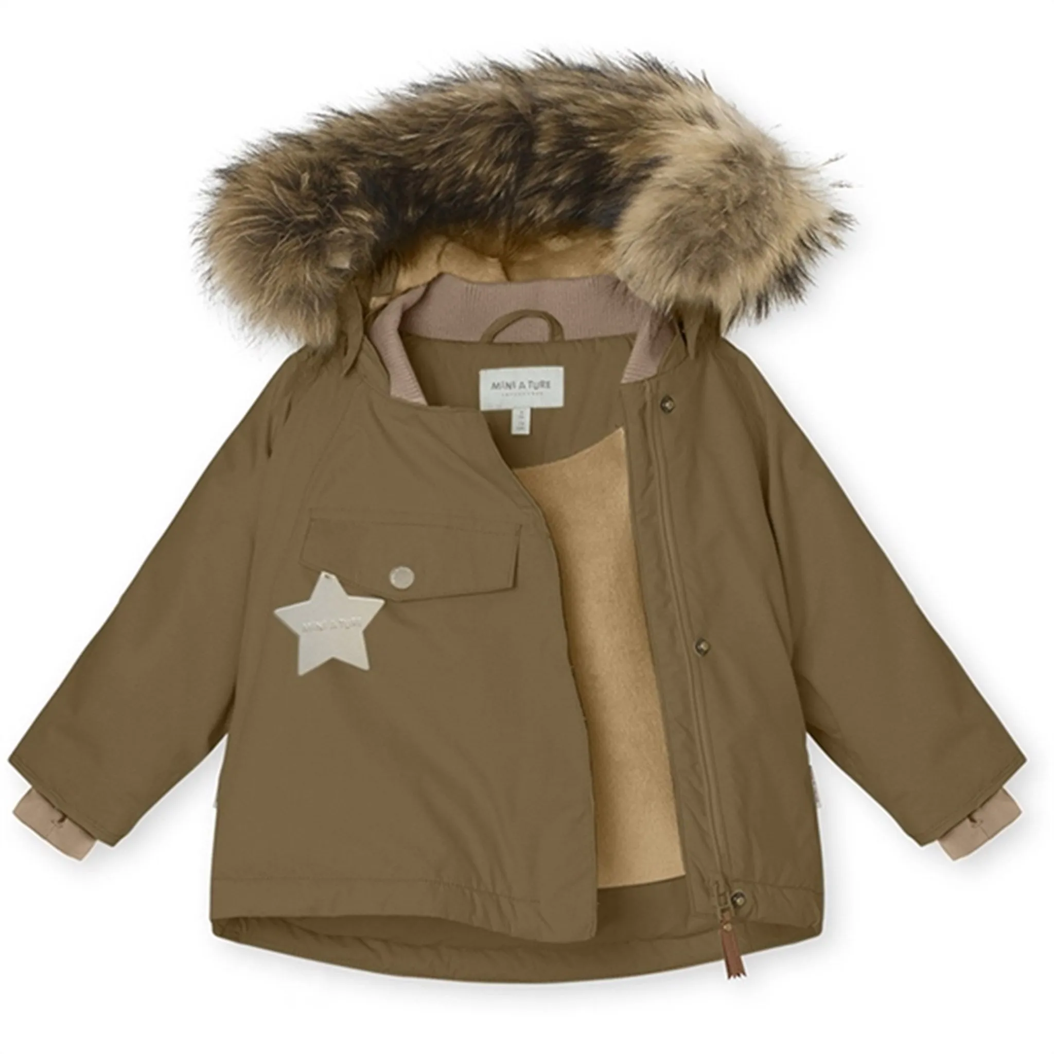 MINI A TURE Wang Fleece Fur Winter Jacket Wood