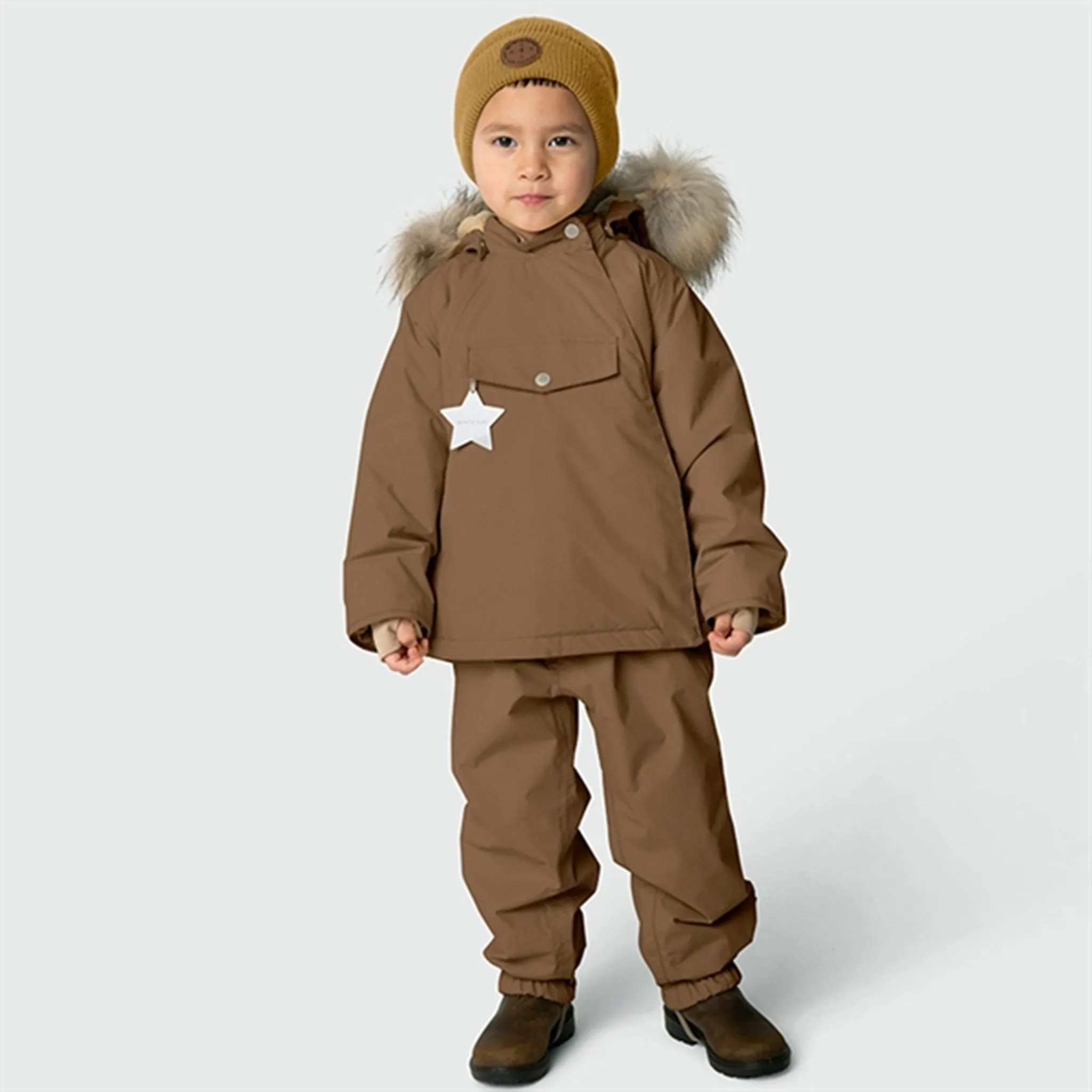 MINI A TURE Wang Fleece Fur Winter Jacket Wood