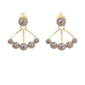 Minimalist 0.8 CT Round Diamond Ear Jackets Set in 14K Yellow Gold, Multiwear Earrings