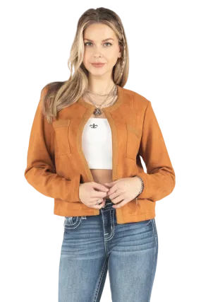 Miss Me Women's Braided Faux Suede Jacket