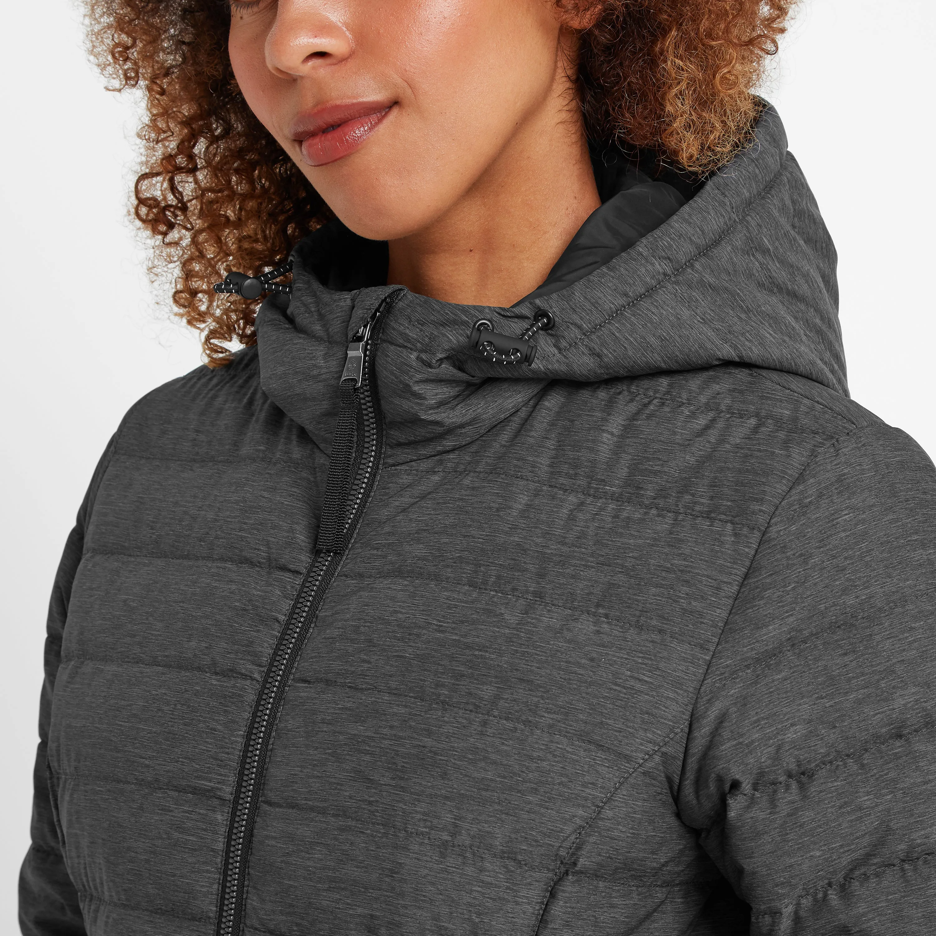 Nanton Womens Long Down Jacket - Dark Grey Marl