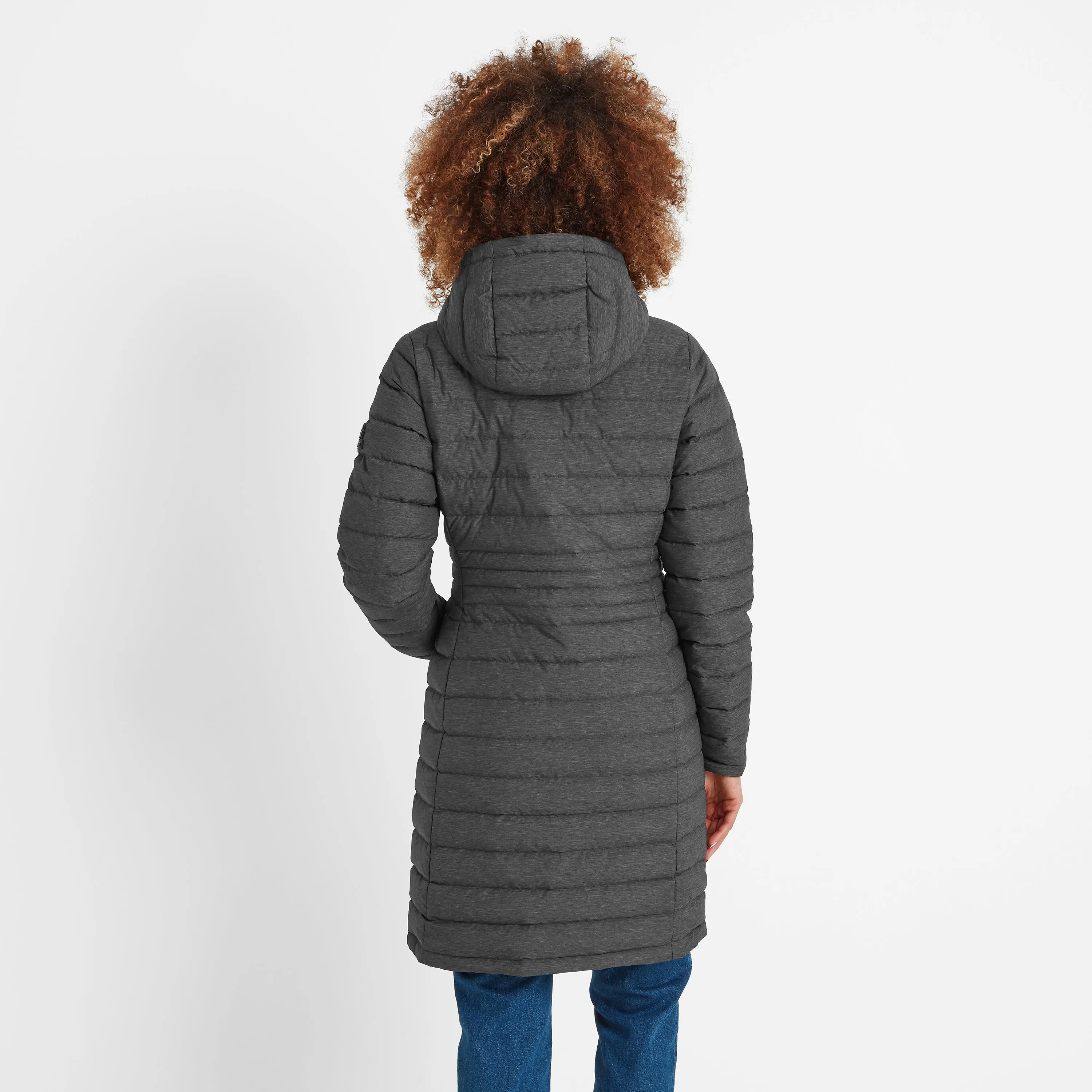 Nanton Womens Long Down Jacket - Dark Grey Marl