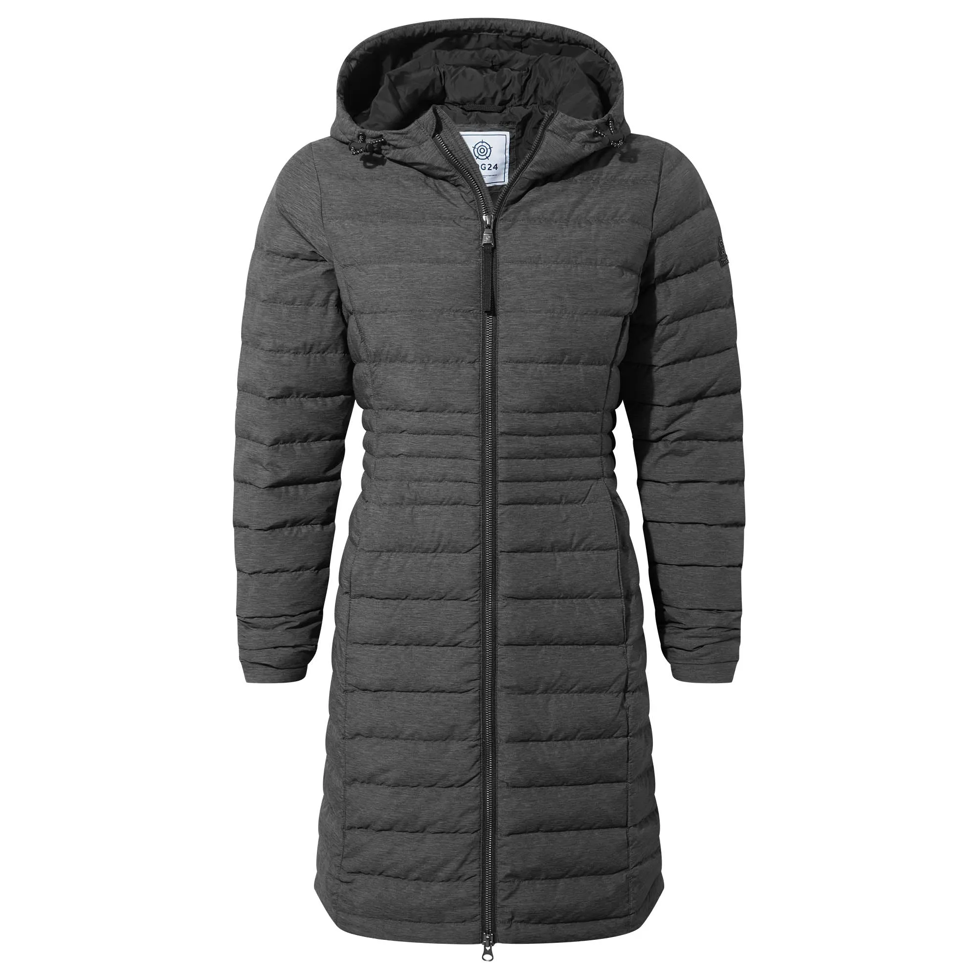 Nanton Womens Long Down Jacket - Dark Grey Marl