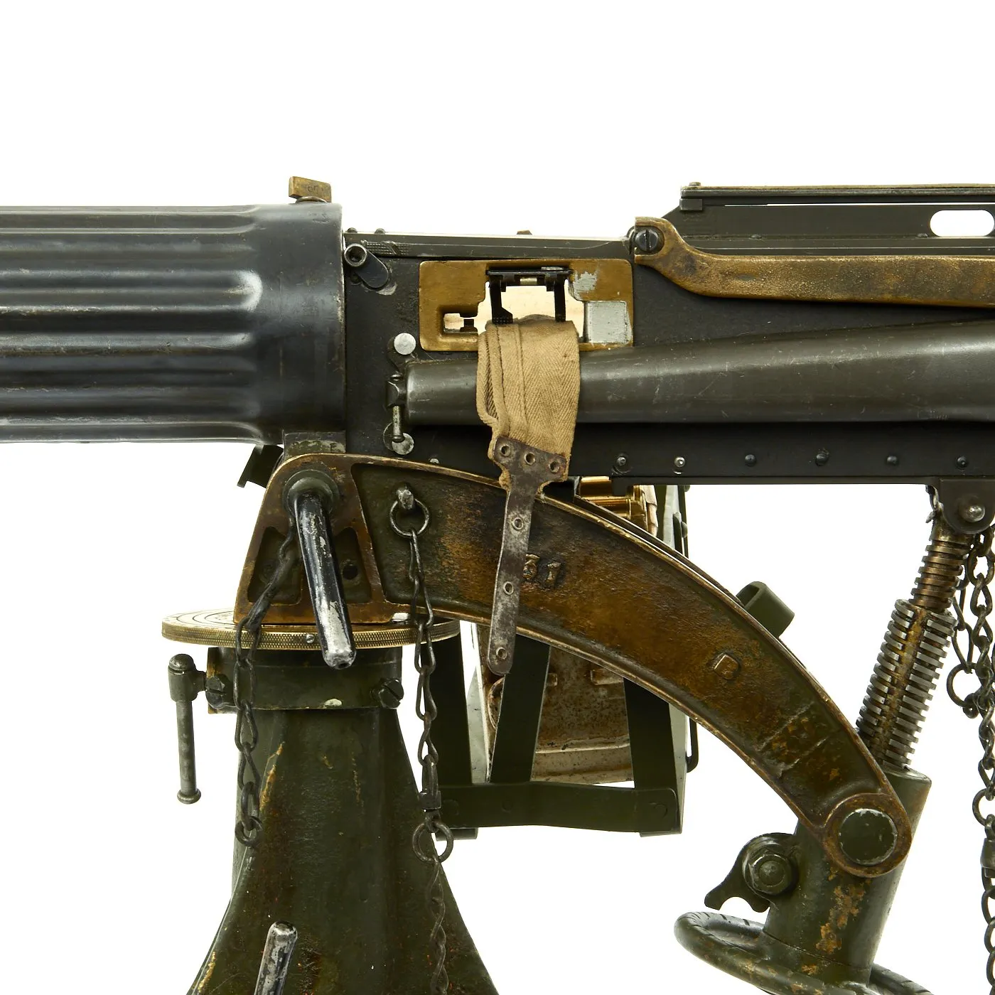 Original British WWI Fluted Jacket Vickers Display Machine Gun with Tripod and Accessories