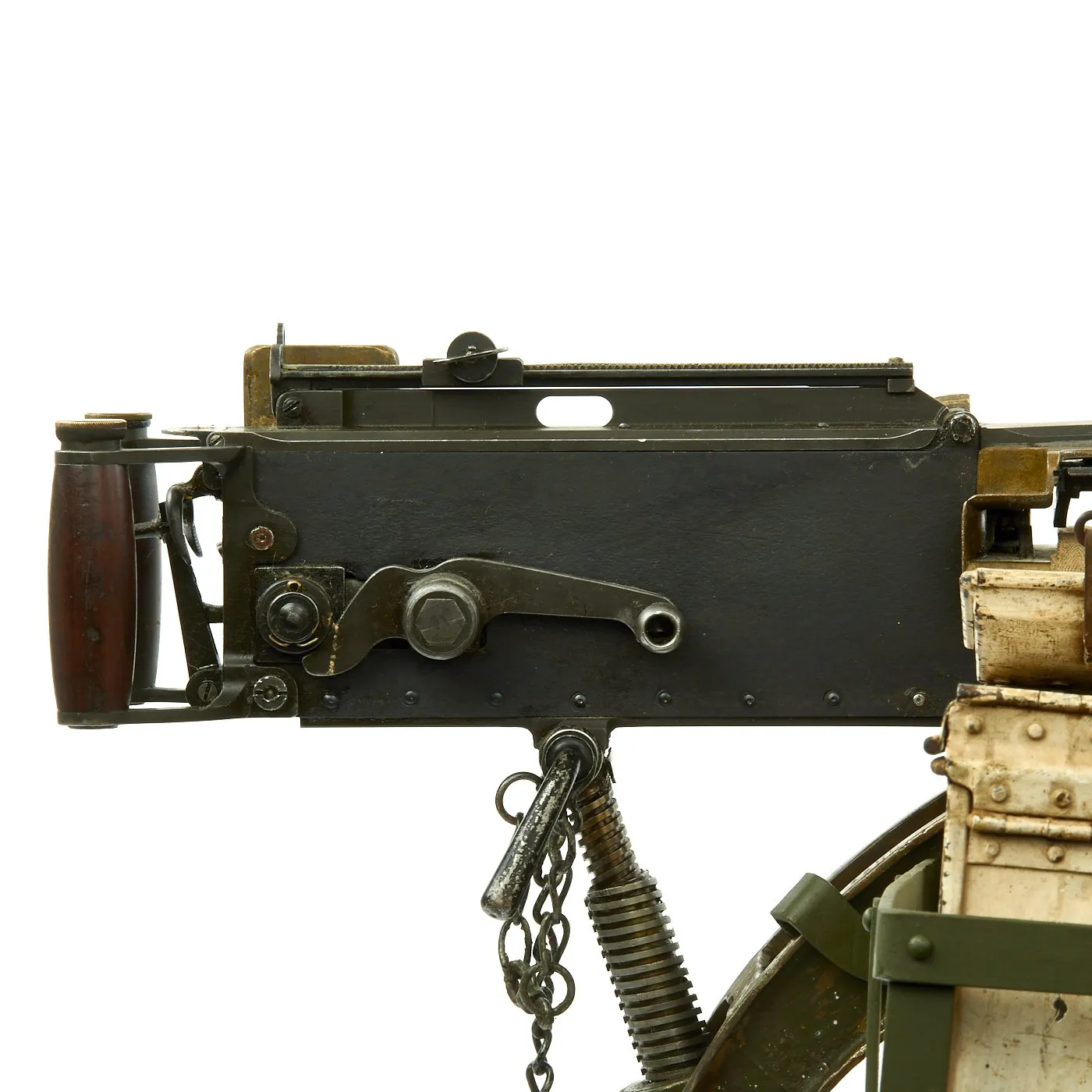 Original British WWI Fluted Jacket Vickers Display Machine Gun with Tripod and Accessories