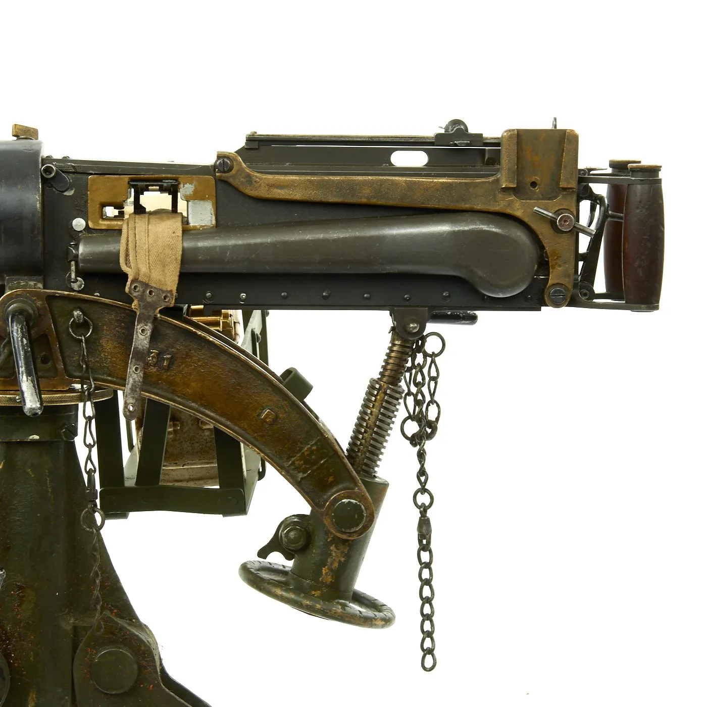 Original British WWI Fluted Jacket Vickers Display Machine Gun with Tripod and Accessories