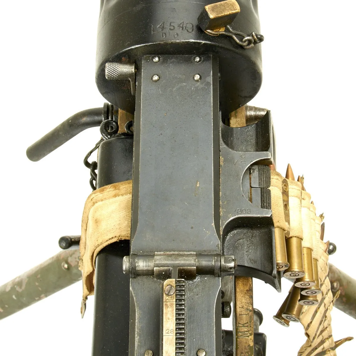 Original British WWI Fluted Vickers Display Machine Gun with Tripod and Accessories