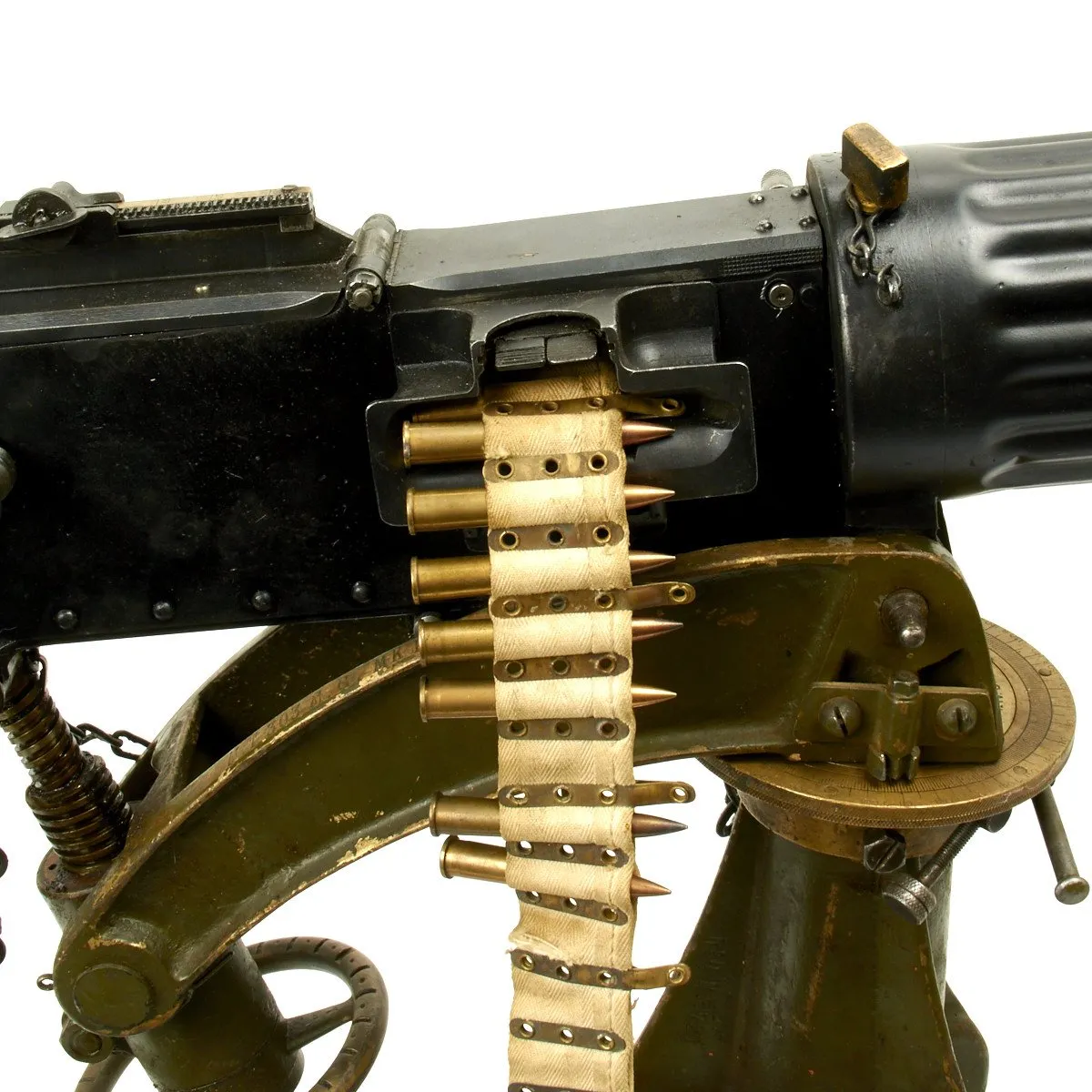 Original British WWI Fluted Vickers Display Machine Gun with Tripod and Accessories