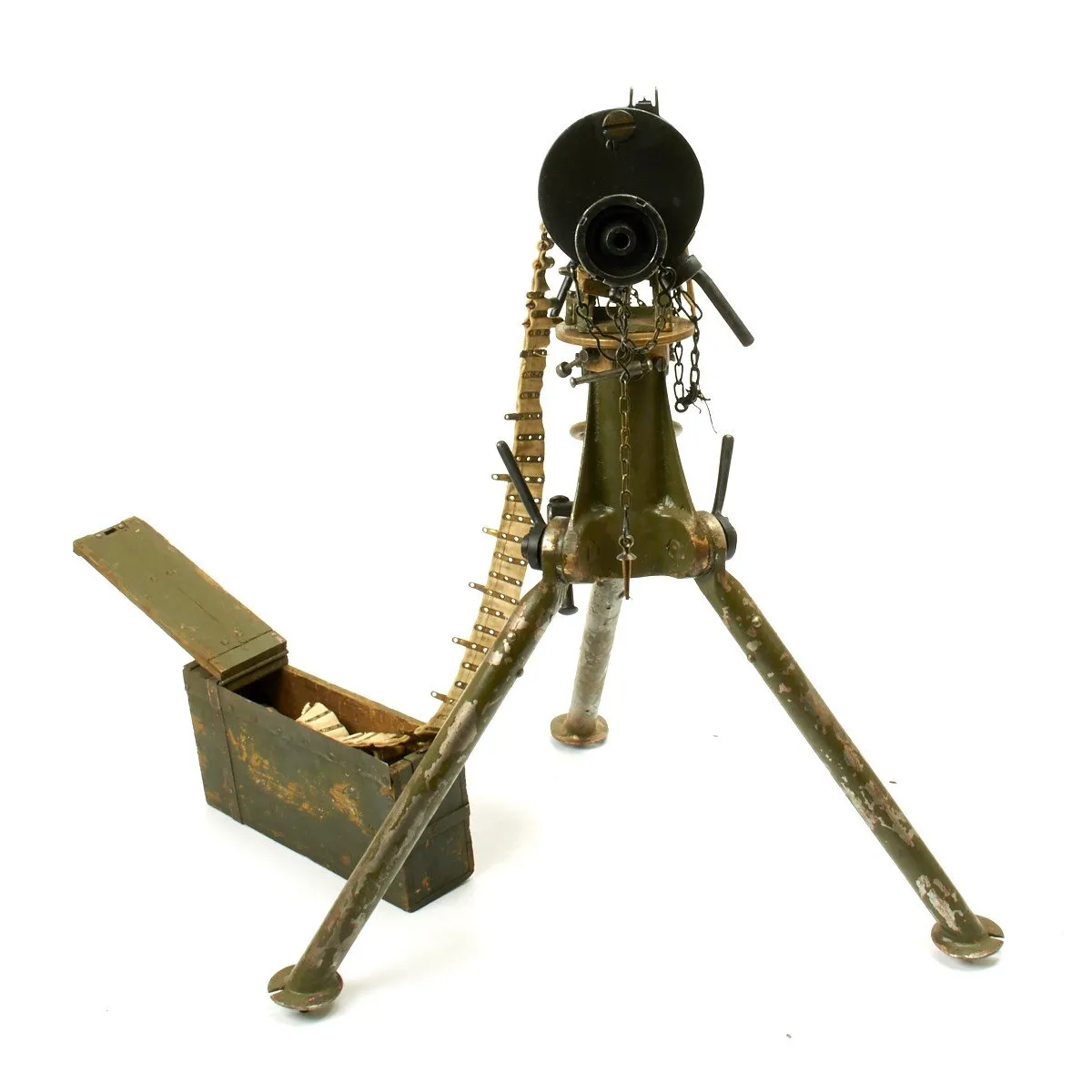 Original British WWI Fluted Vickers Display Machine Gun with Tripod and Accessories