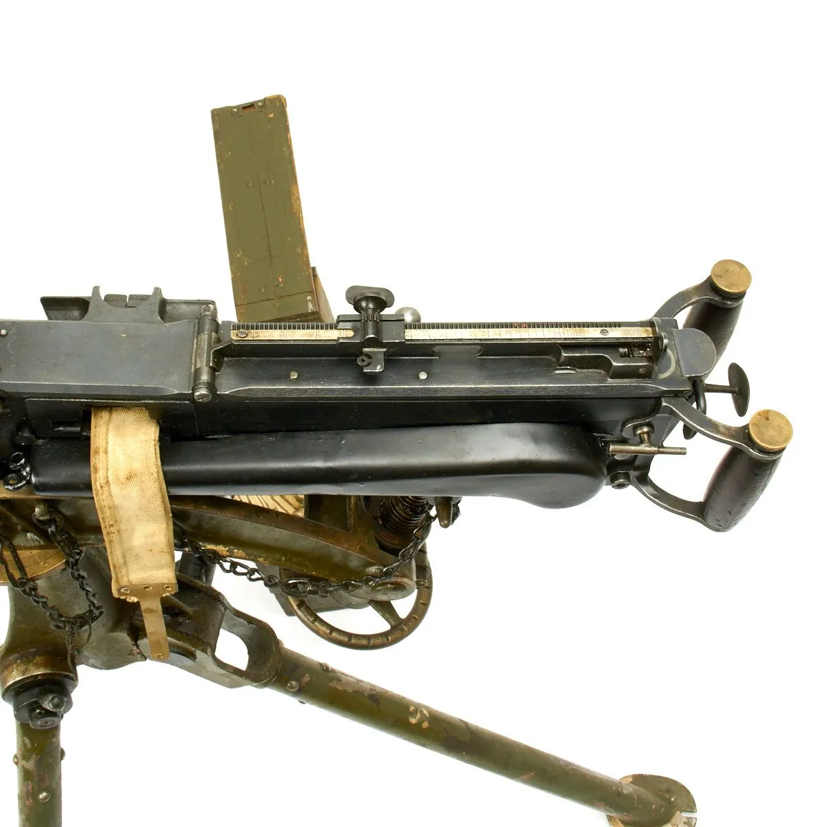 Original British WWI Fluted Vickers Display Machine Gun with Tripod and Accessories