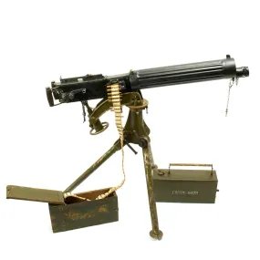 Original British WWI Fluted Vickers Display Machine Gun with Tripod and Accessories